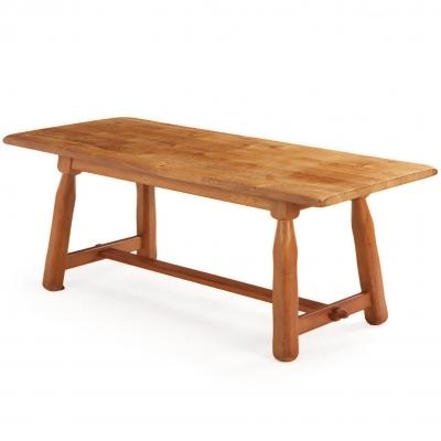 A French Brutalist style solid oak dining table C 1950 