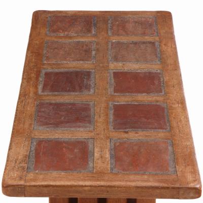 A French Brutalist style tiled oak coffee table C 1960 