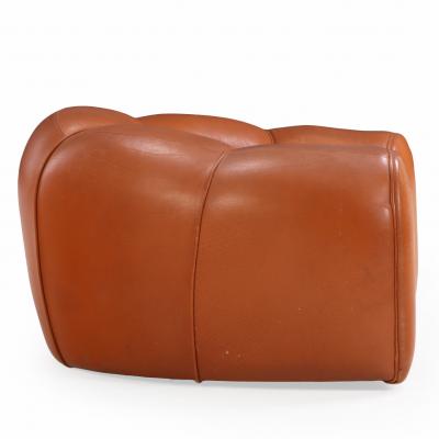 A French Bulbous Croissant shaped Leather Chair C 1985 