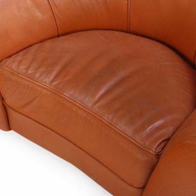 A French Bulbous Croissant shaped Leather Chair C 1985 