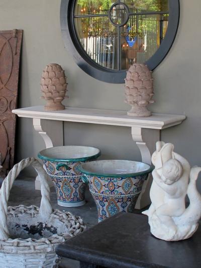 A French Carved Limestone Neoclassical Style Indoor Outdoor Wall Console Table