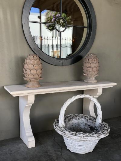 A French Carved Limestone Neoclassical Style Indoor Outdoor Wall Console Table