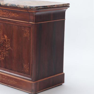 A French Charles X Inlaid Rosewood Marble Top Commode C 1850 