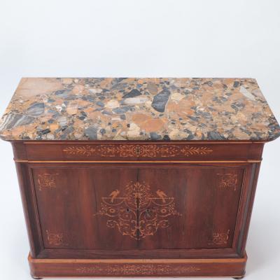 A French Charles X Inlaid Rosewood Marble Top Commode C 1850 