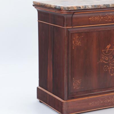 A French Charles X Inlaid Rosewood Marble Top Commode C 1850 
