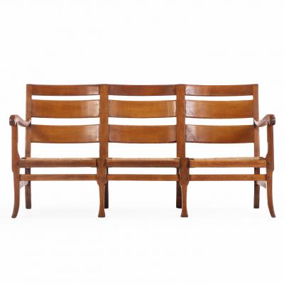 A French Elm Triple Seat Bench C 1960 