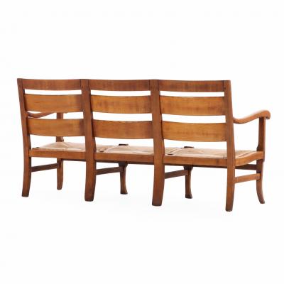A French Elm Triple Seat Bench C 1960 