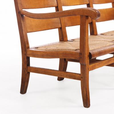 A French Elm Triple Seat Bench C 1960 