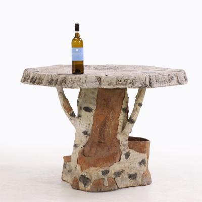 A French Faux Bois Painted Decorated Cast Stone Table C 1940