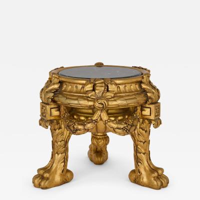 A French Giltwood Tripod Vase Stand with Black Marble Top
