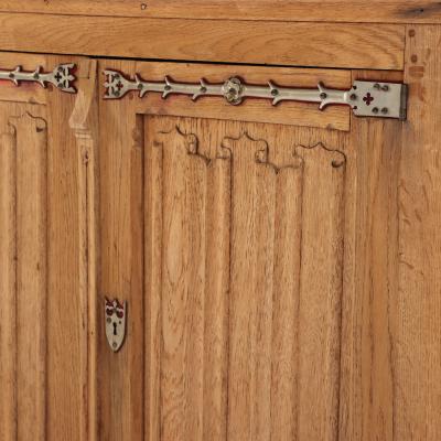 A French Gothic style two part Oak Cabinet C 1900 