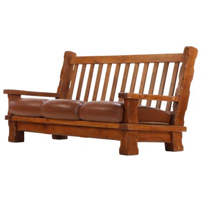 A French Heavy Oak Brutalist style Open Arm Sofa C 1960 