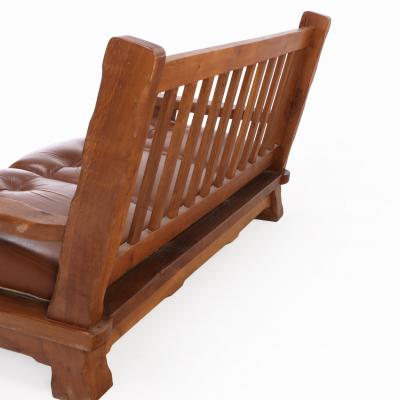 A French Heavy Oak Brutalist style Open Arm Sofa C 1960 