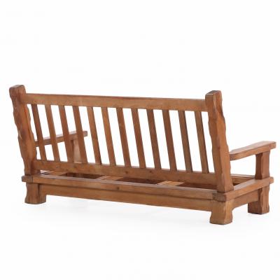 A French Heavy Oak Brutalist style Open Arm Sofa Frame C 1960 