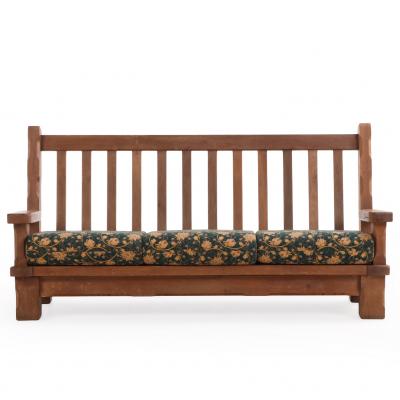 A French Heavy Oak Brutalist style Open Arm Sofa Frame C 1960 
