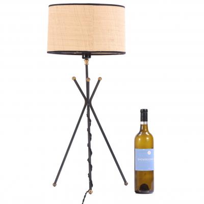 A French Iron and Brass Tripod Table Lamp C 1960 