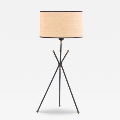 A French Iron and Brass Tripod Table Lamp C 1960 