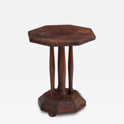 A French Leather Clad End Table C 1935 