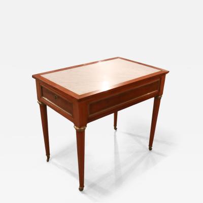 A French Louis XV I Style Mahogany Table with inset Carrara Marble circa 1840