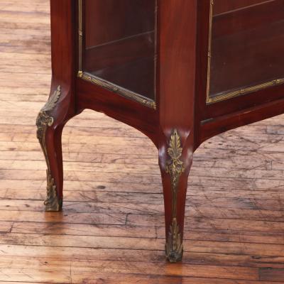 A French Louis XV Revival Belle poque mahogany marble top vitrine C 1910 