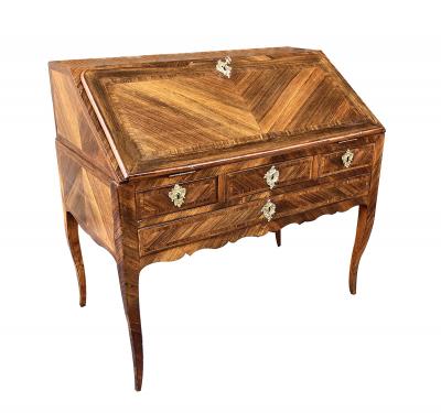 A French Louis XV Style Rosewood Veneered Bureau en Pente