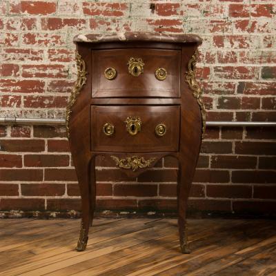 A French Louis XV style Marquetry night stand side cabinet circa 1940