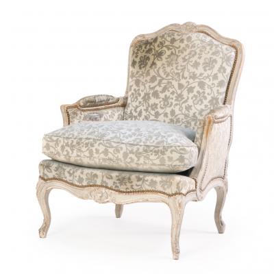 A French Louis XV style Painted Carved Bergere Chair C 1940 