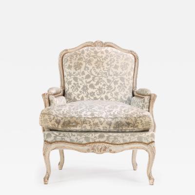 A French Louis XV style Painted Carved Bergere Chair C 1940 