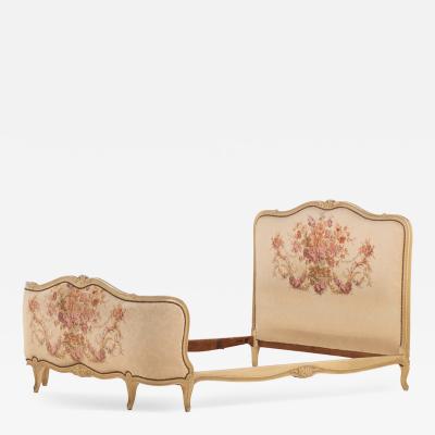A French Louis XV style Tapestry Full Size Bed C 1930 