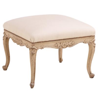 A French Louis XV style painted and carved wood upholstered stool C 1900 