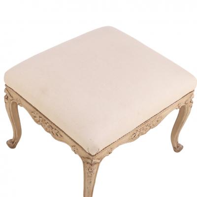A French Louis XV style painted and carved wood upholstered stool C 1900 