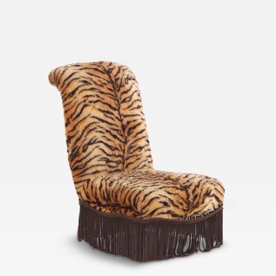 A French Lounge Chair with Faux Tiger Upholstery 19th C 