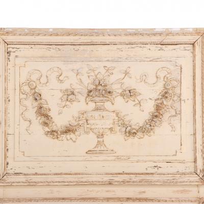 A French Neoclassical style Painted Wood Trumeau Mirror C 1890 