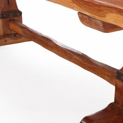 A French Oak Trestle Table with Iron Straps C 1920 