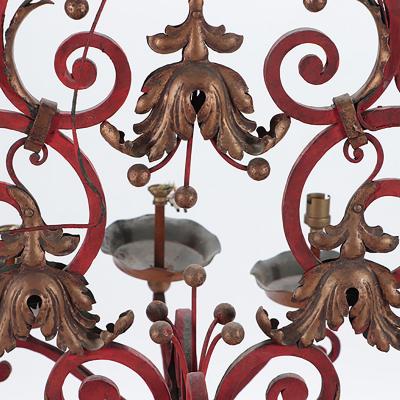 A French Painted Iron Chandelier C 1945 