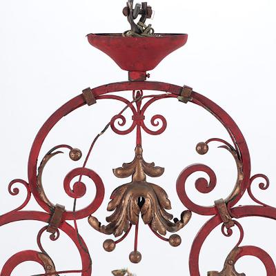 A French Painted Iron Chandelier C 1945 