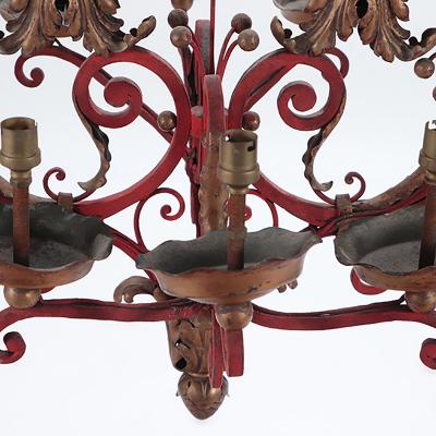 A French Painted Iron Chandelier C 1945 