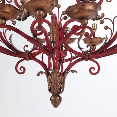A French Painted Iron Chandelier C 1945 