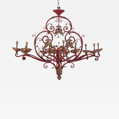 A French Painted Iron Chandelier C 1945 
