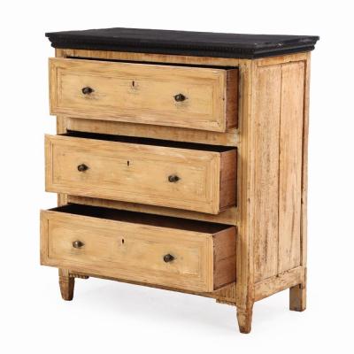 A French Pine Chest of Drawers With Painted Top 19th C 