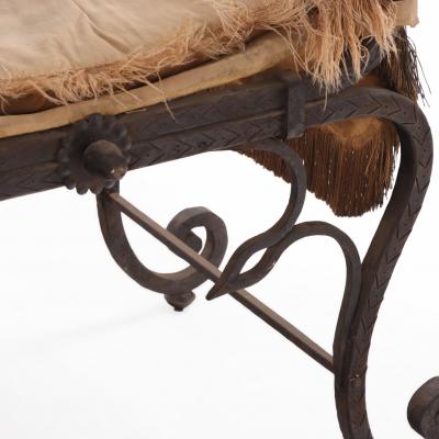A French Savonarola Style Iron and Bronze Chair C 1900 