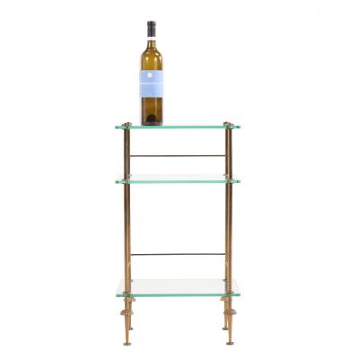 A French Three Tier Brass and Glass End Table C 1950 