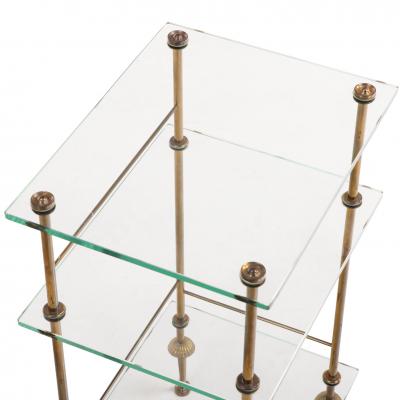 A French Three Tier Brass and Glass End Table C 1950 