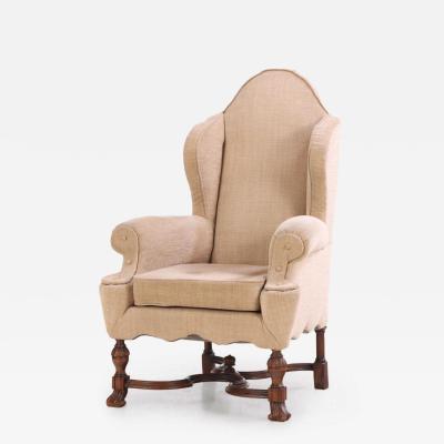A French Tudor Style Walnut Wing Chair C 1900 