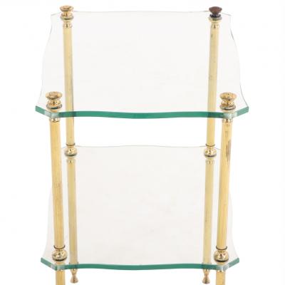 A French brass and glass tiered end table C 1960 