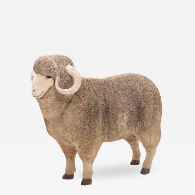 A French lifelike fiberglass lawn ornament in the form of a sheep Contemporary 