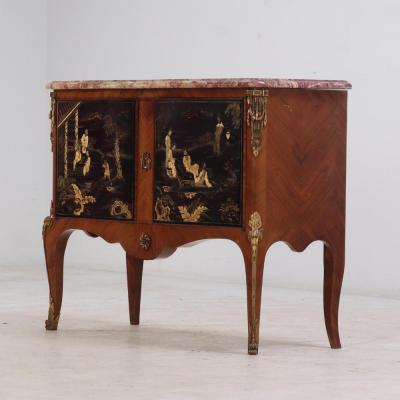 A French marble top lacquered server labeled Gouff C 1950 