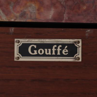 A French marble top lacquered server labeled Gouff C 1950 