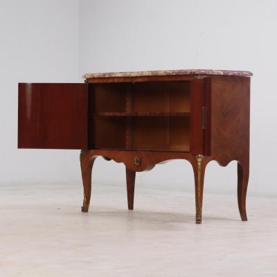 A French marble top lacquered server labeled Gouff C 1950 