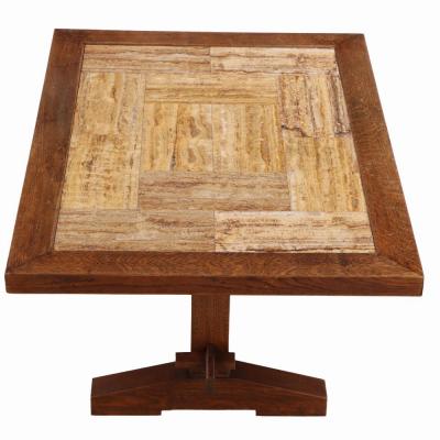 A French oak and stone coffee table C 1940 